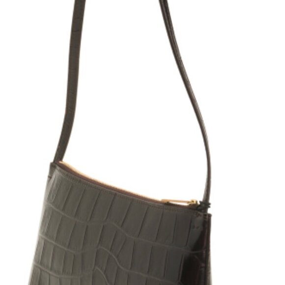 Mansur Gavriel Gaia Shoulder Bag Chocolate Croc NWT - Picture 4 of 8